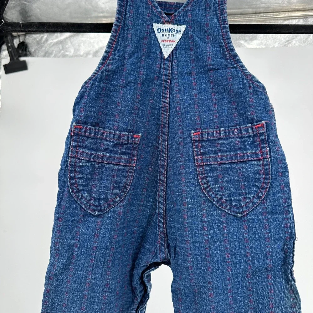 Vintage 90's OshKosh B'gosh Vestback‎ Blue Denim Overalls 12 Month Baby Infant